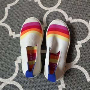 Rothy's Kids Sneakers - White with Rainbow Stripes